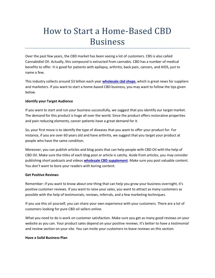 how to start a home based cbd business