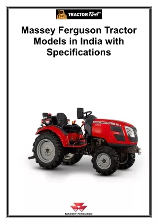 Massey Ferguson Tractor Models in India with Specifications