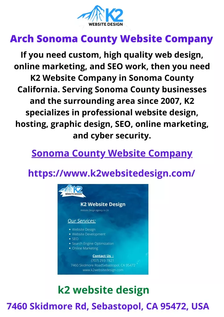 arch sonoma county website company if you need