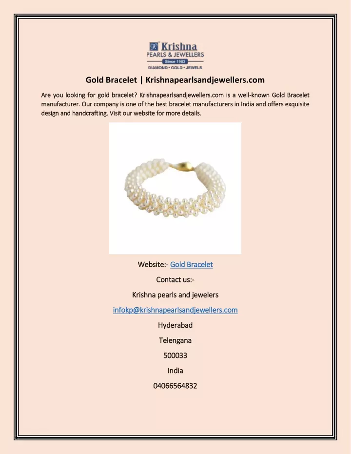 gold bracelet krishnapearlsandjewellers com