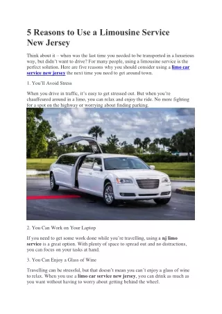 5 reasons to use a limousine service new jersey