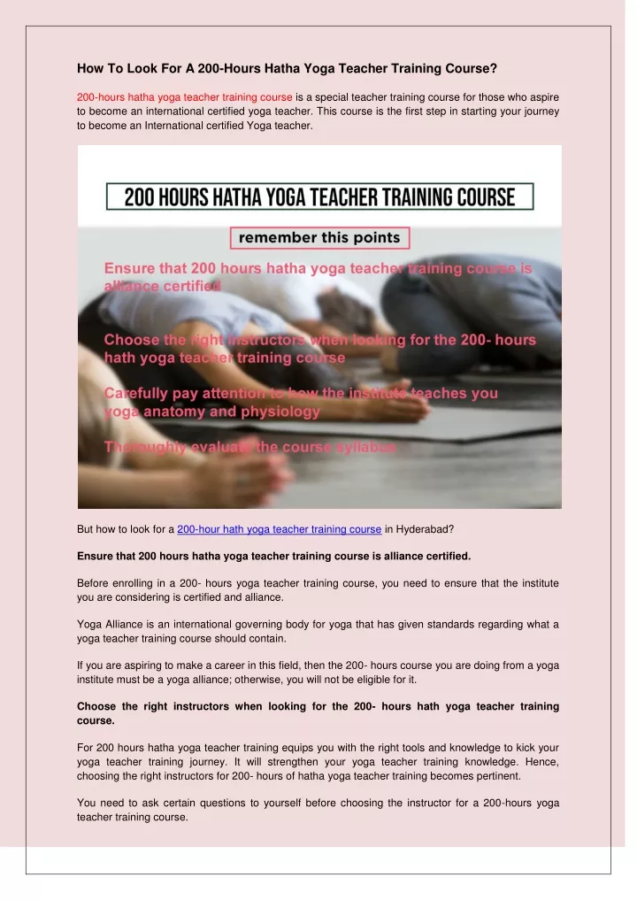 how to look for a 200 hours hatha yoga teacher