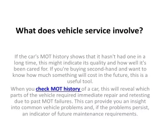 what does vehicle service involve