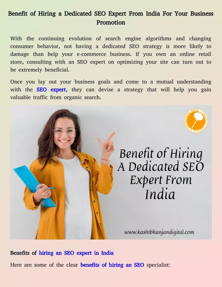 benefit of hiring a dedicated seo expert from