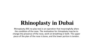 Rhinoplasty in Dubai