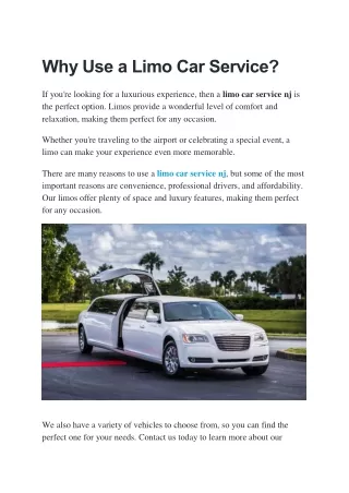 Why Use a Limo Car Service