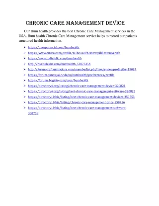 chronic care management device