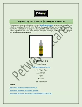 Buy Best Dog Flea Shampoo | Petwaypetcare.com.au