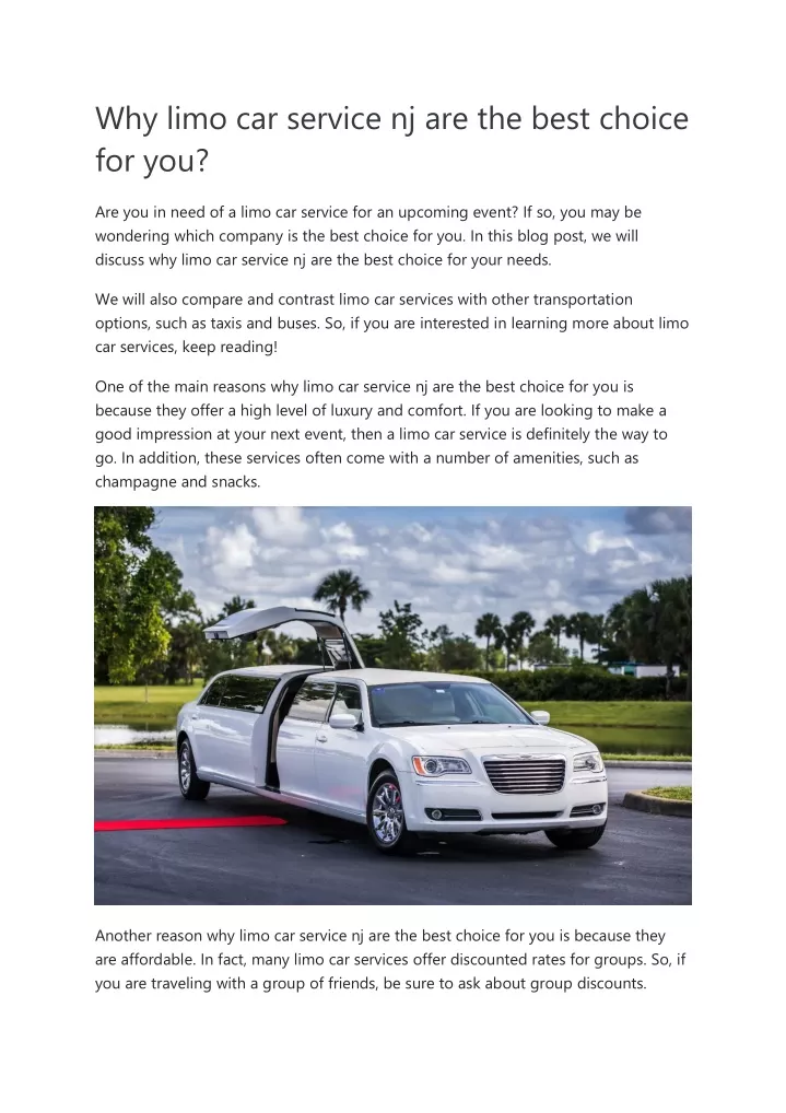 why limo car service nj are the best choice