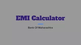 EMI Calculator | Bank Of Maharashtra