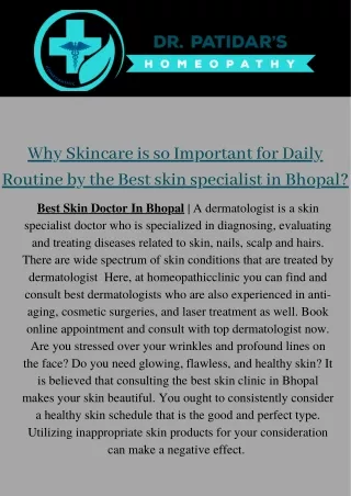 Best Skin Doctor In Bhopal  | Book appointment with Skin Specialist In Bhopal