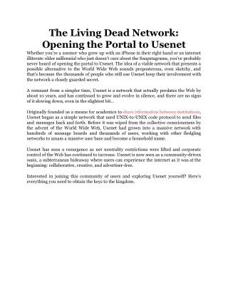 the living dead network opening the portal