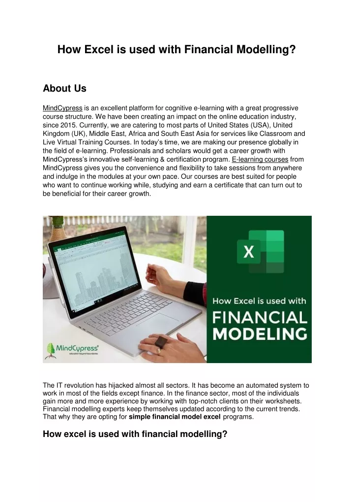 how excel is used with financial modelling about