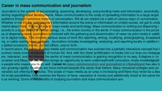 Career in mass communication and journalism