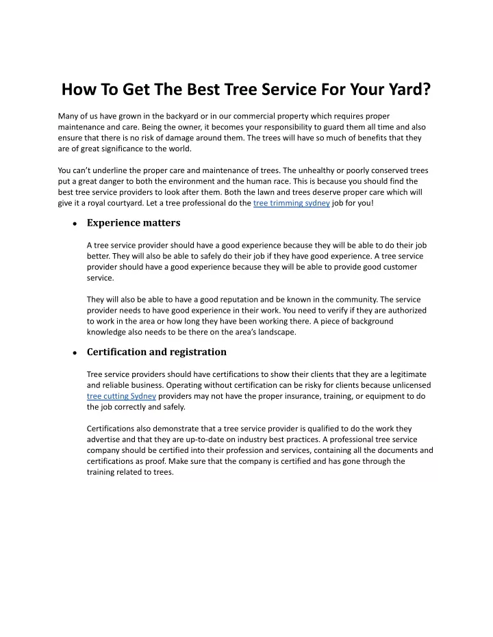 how to get the best tree service for your yard