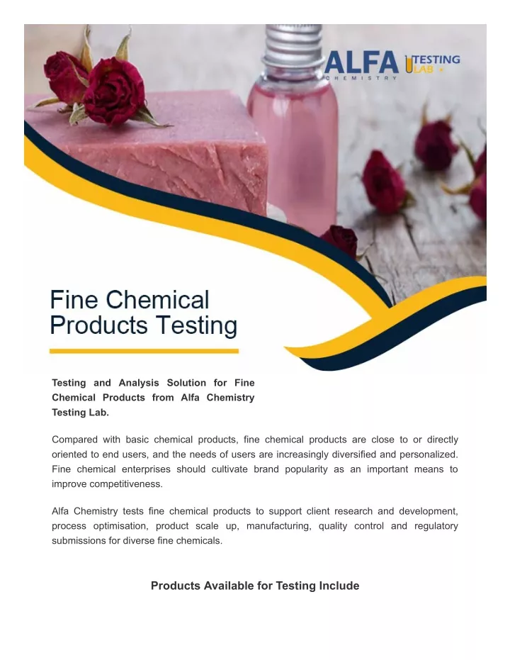 testing and analysis solution for fine chemical