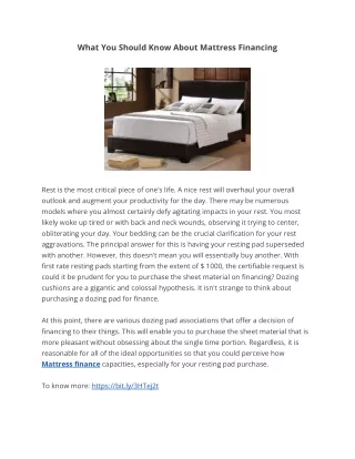 what you should know about mattress financing