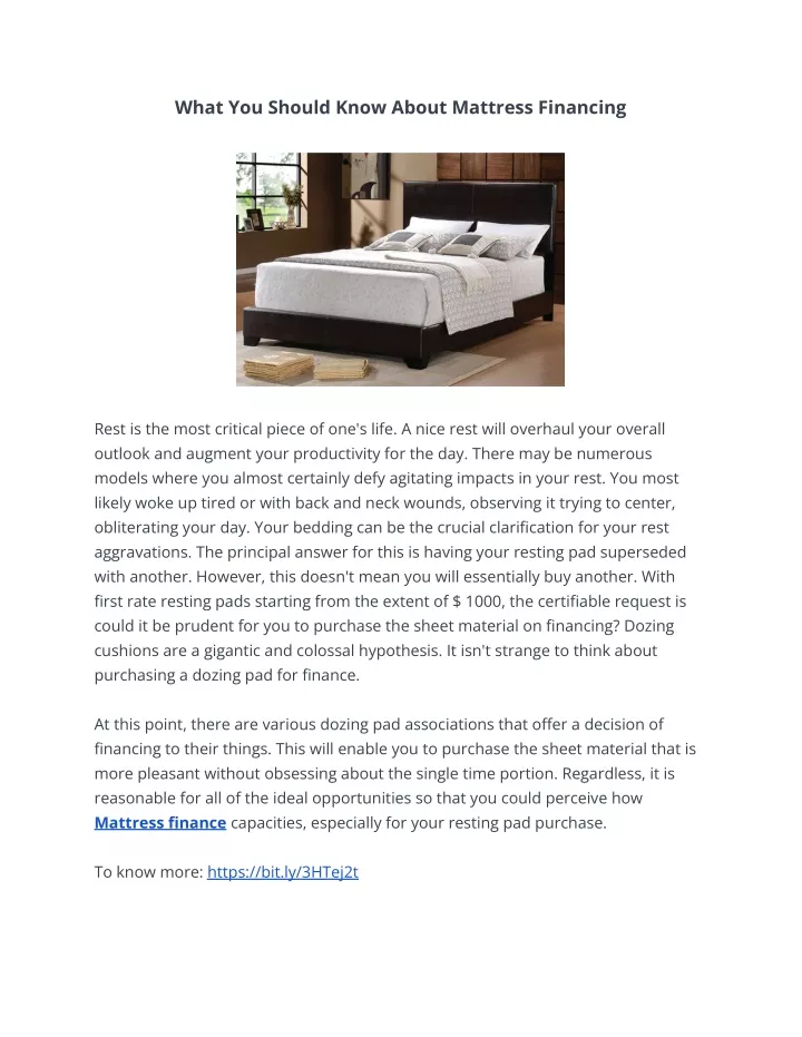 what you should know about mattress financing
