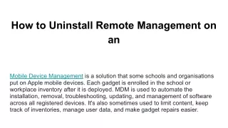 how to uninstall remote management on an