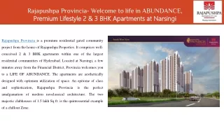 Rajapushpa Provincia - Premium Lifestyle 2 & 3 BHK Apartments at narsingi
