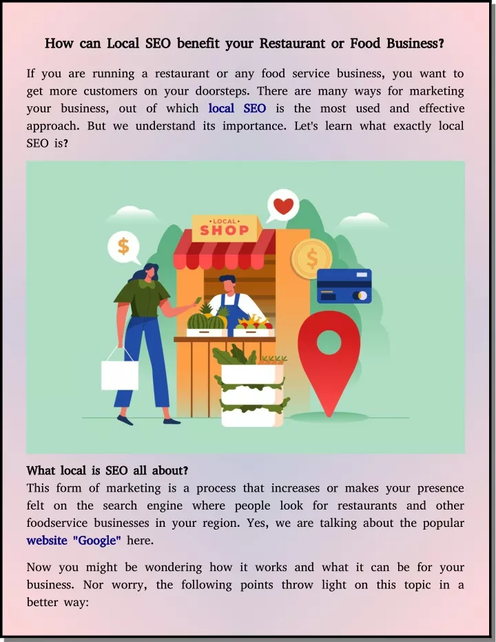 how can local seo benefit your restaurant or food