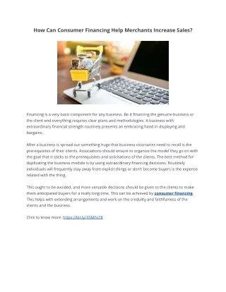how can consumer financing help merchants