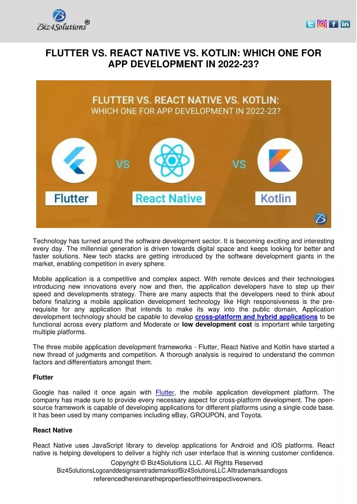 flutter vs react native vs kotlin which