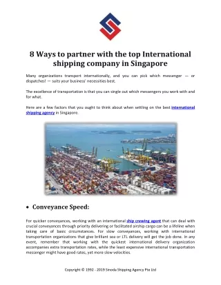 8 ways to partner with the top International shipping company in Singapore