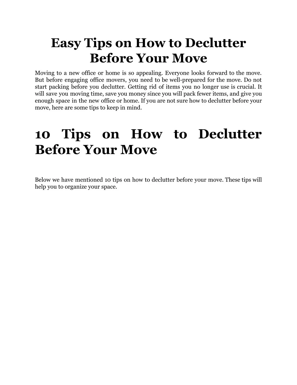 PPT - Easy Tips on How to Declutter Before Your Move PowerPoint ...