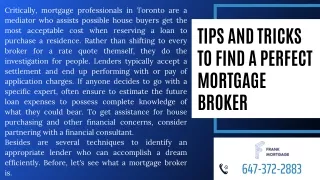 Tips And Tricks To Find A Perfect Mortgage Broker