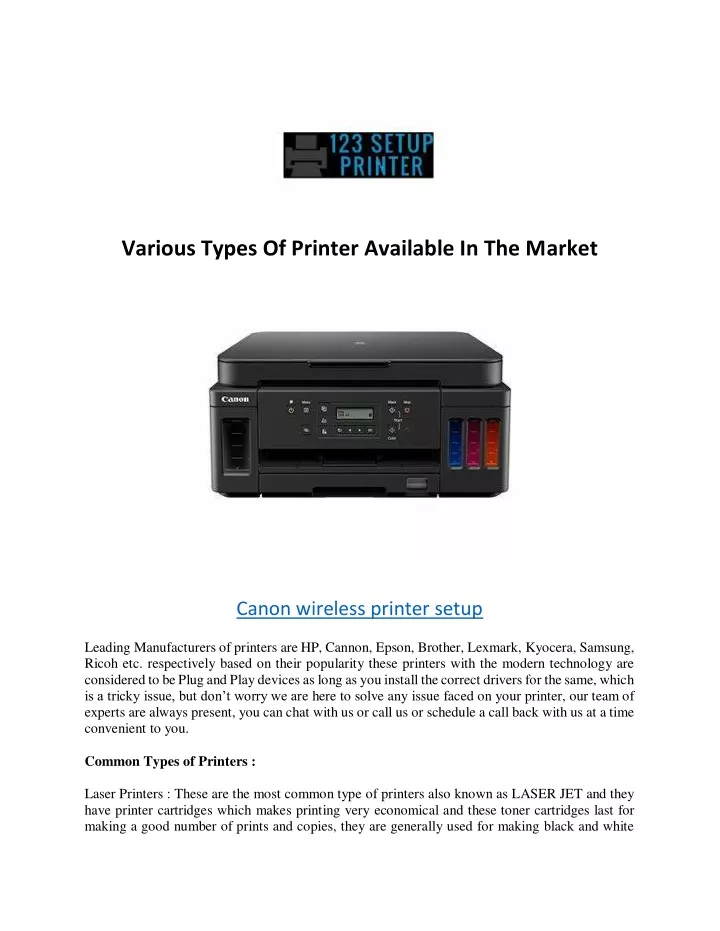 various types of printer available in the market