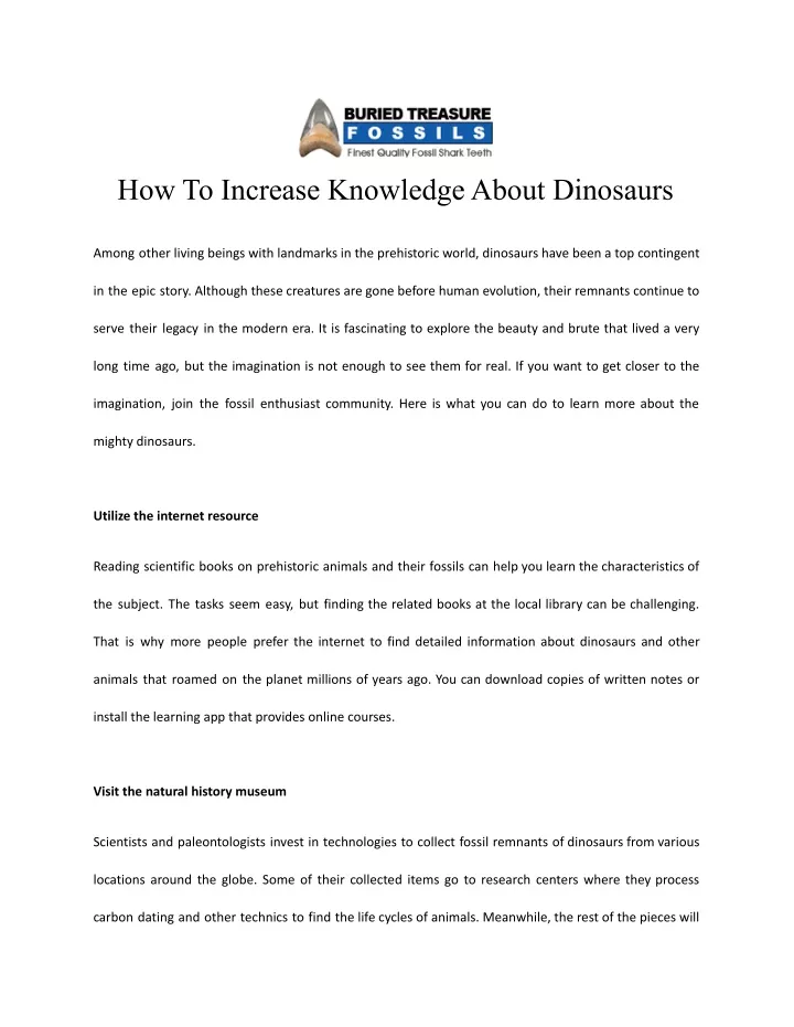 how to increase knowledge about dinosaurs