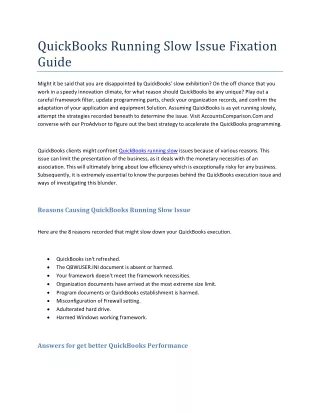 quickbooks running slow issue fixation guide