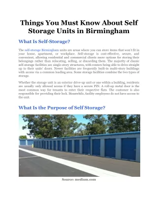 things you must know about self storage units