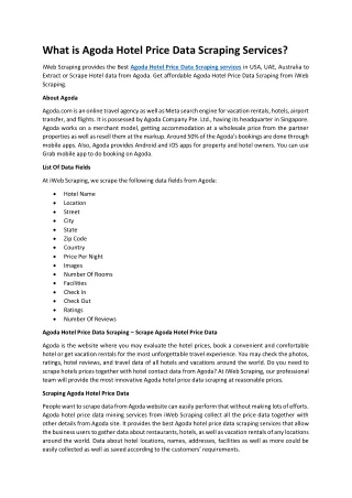 what is agoda hotel price data scraping services