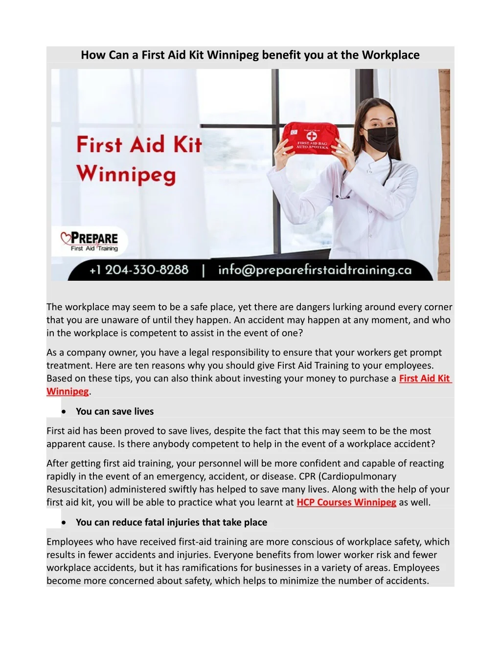 PPT - How Can a First Aid Kit Winnipeg benefit you at the Workplace ...