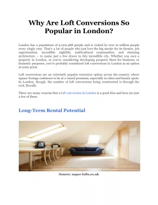 why are loft conversions so popular in london