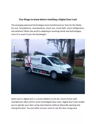Five things to know before installing a Digital door lock