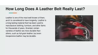 How Long Does A Leather Belt Really Last