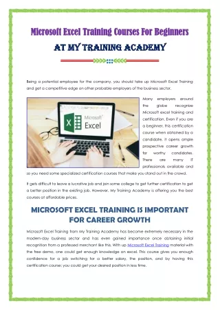 Microsoft Excel Training Courses For Beginners