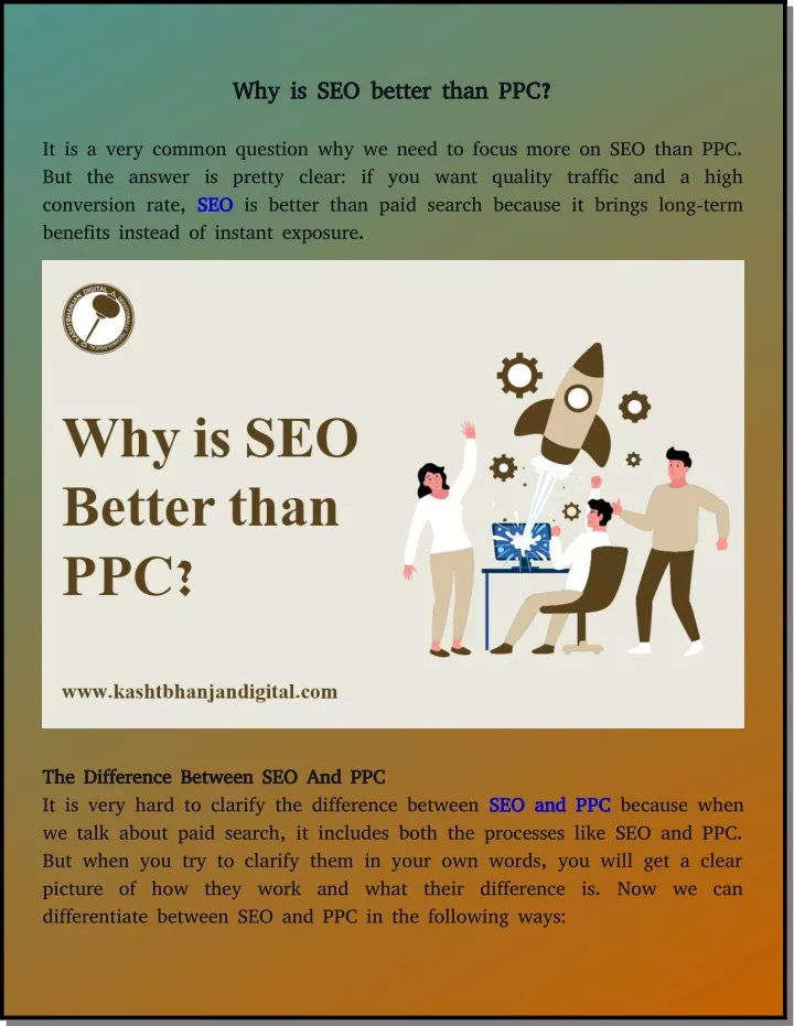 why is seo better than ppc why is seo better than