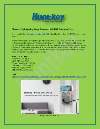 Surge Protector with USB Charging Ports at En.huntkey.com