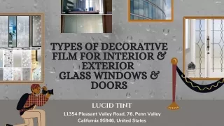 Types of Decorative Film for Interior & Exterior  Glass Windows & Doors