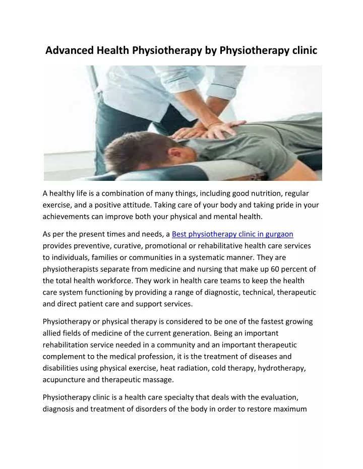 advanced health physiotherapy by physiotherapy