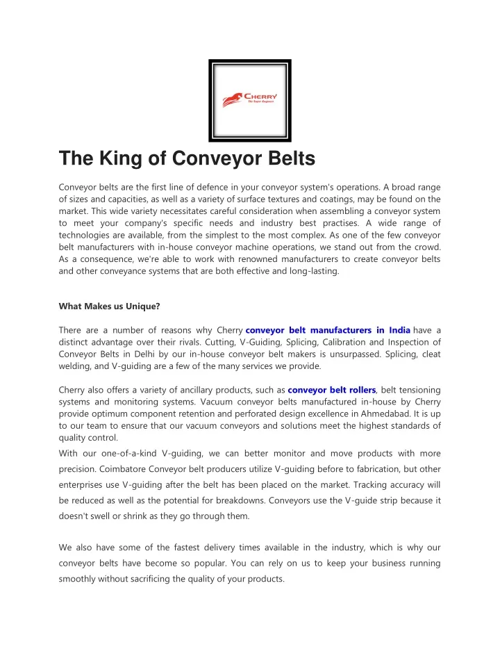 the king of conveyor belts