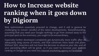 how to increase website ranking when it goes down by digiorm