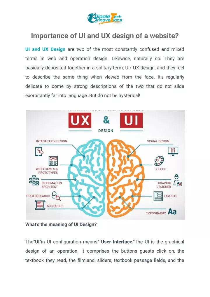 importance of ui and ux design of a website