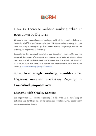 how to increase website ranking when it goes down