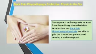 Back Pain Physiotherapy Etobicoke  Physio in the Six