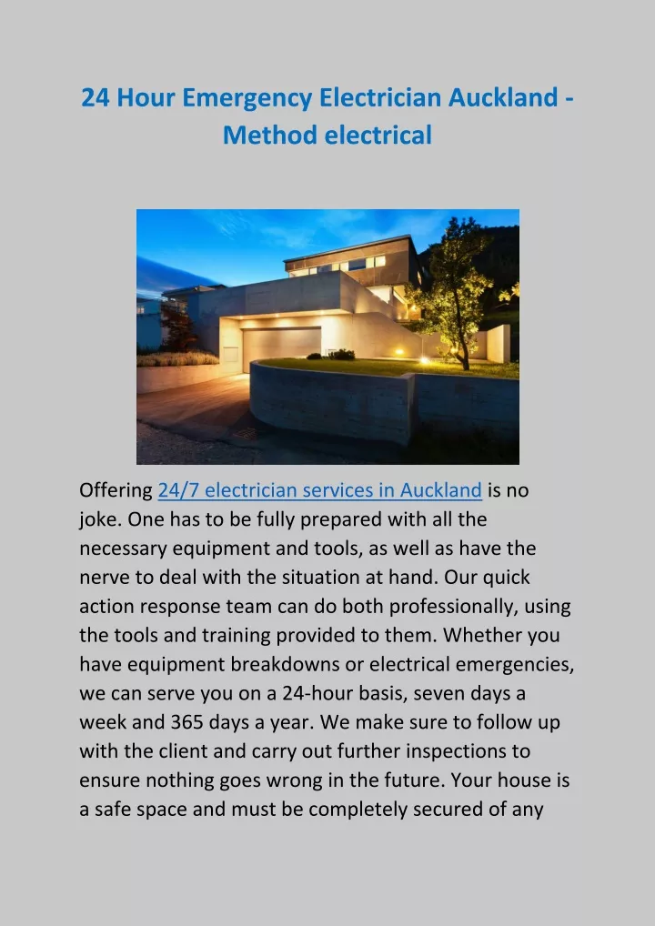 24 hour emergency electrician auckland method